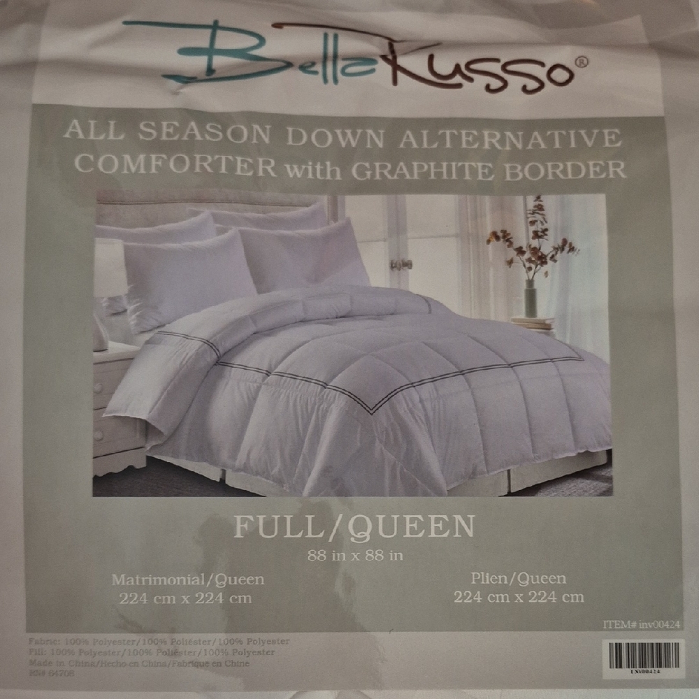 Bella Russo Down Alternative Comforter - White with Graphite Border